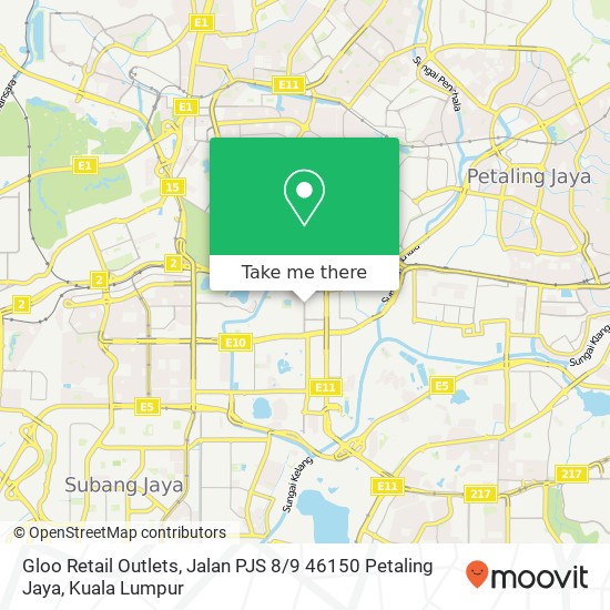 Peta Gloo Retail Outlets, Jalan PJS 8 / 9 46150 Petaling Jaya