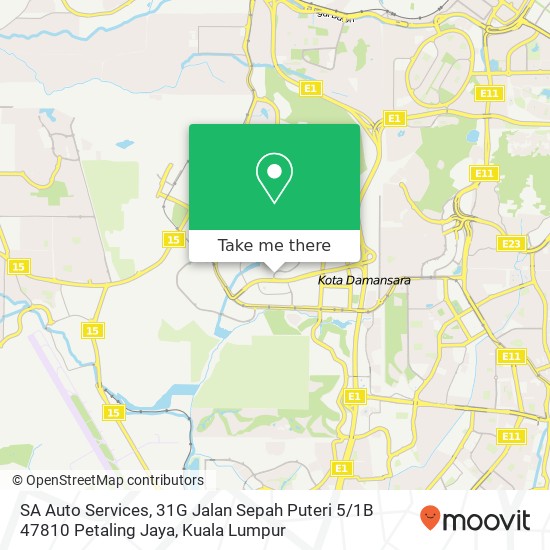 Peta SA Auto Services, 31G Jalan Sepah Puteri 5 / 1B 47810 Petaling Jaya