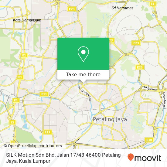 Peta SILK Motion Sdn Bhd, Jalan 17 / 43 46400 Petaling Jaya
