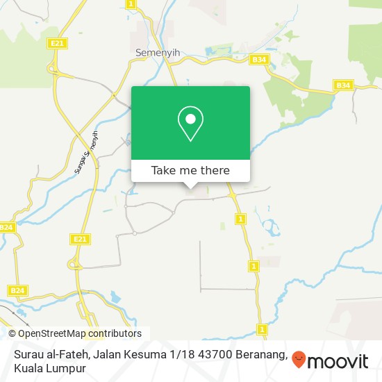 Peta Surau al-Fateh, Jalan Kesuma 1 / 18 43700 Beranang