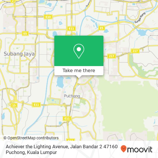Peta Achiever the Lighting Avenue, Jalan Bandar 2 47160 Puchong