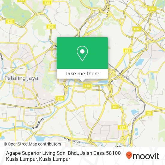 Peta Agape Superior Living Sdn. Bhd., Jalan Desa 58100 Kuala Lumpur