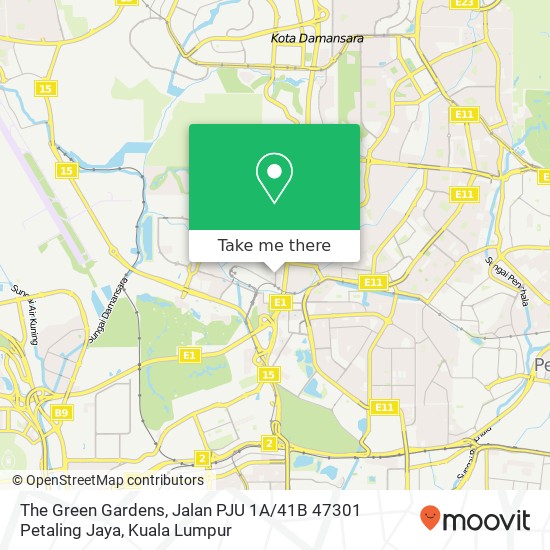 Peta The Green Gardens, Jalan PJU 1A / 41B 47301 Petaling Jaya