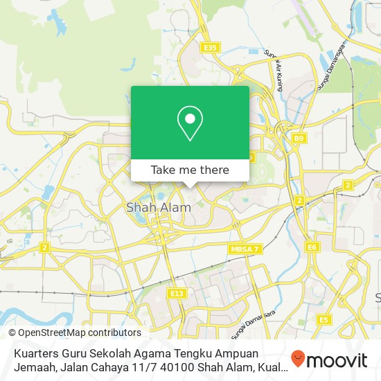 Kuarters Guru Sekolah Agama Tengku Ampuan Jemaah, Jalan Cahaya 11 / 7 40100 Shah Alam map