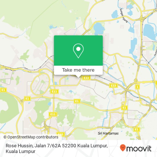 Peta Rose Hussin, Jalan 7 / 62A 52200 Kuala Lumpur
