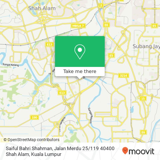 Peta Saiful Bahri Shahman, Jalan Merdu 25 / 119 40400 Shah Alam