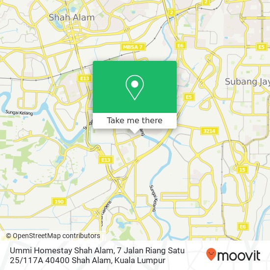 Ummi Homestay Shah Alam, 7 Jalan Riang Satu 25 / 117A 40400 Shah Alam map