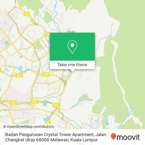 Peta Badan Pengurusan Crystal Tower Apartment, Jalan Changkat Ukay 68000 Melawati