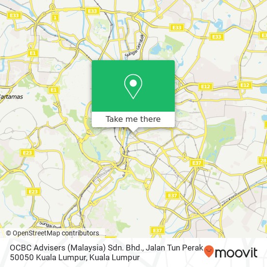Peta OCBC Advisers (Malaysia) Sdn. Bhd., Jalan Tun Perak 50050 Kuala Lumpur