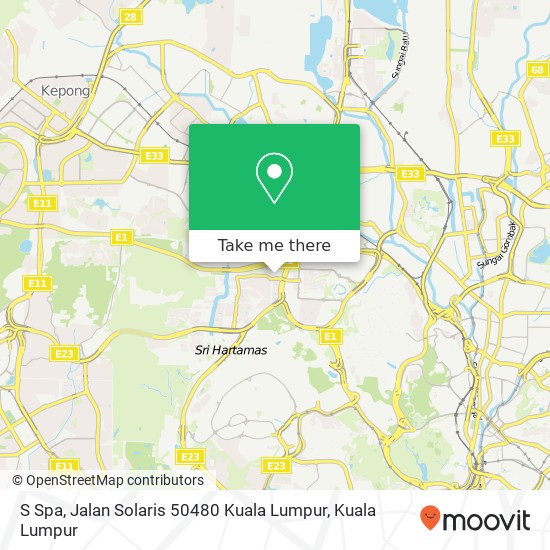 Peta S Spa, Jalan Solaris 50480 Kuala Lumpur