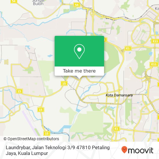 Peta Laundrybar, Jalan Teknologi 3 / 9 47810 Petaling Jaya