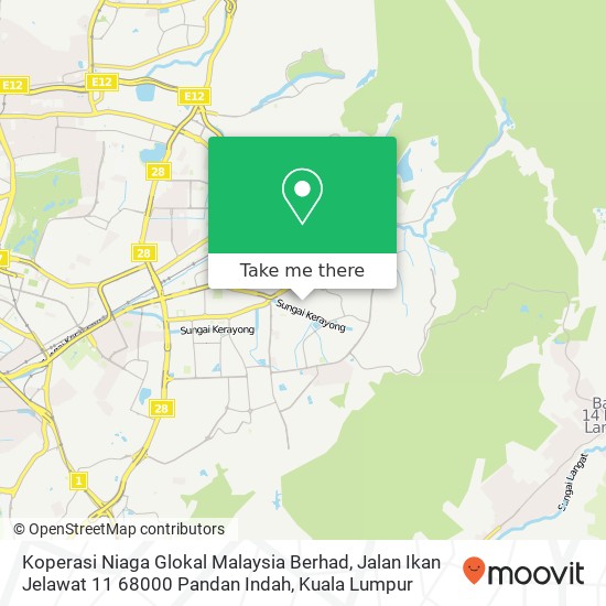 Koperasi Niaga Glokal Malaysia Berhad, Jalan Ikan Jelawat 11 68000 Pandan Indah map