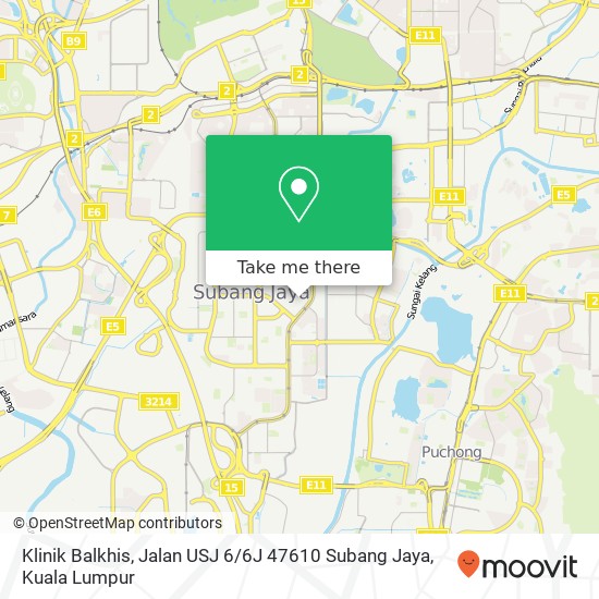 Peta Klinik Balkhis, Jalan USJ 6 / 6J 47610 Subang Jaya