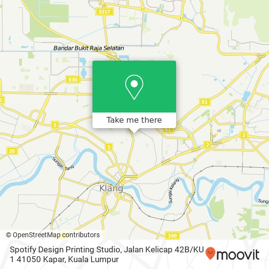 Peta Spotify Design Printing Studio, Jalan Kelicap 42B / KU 1 41050 Kapar
