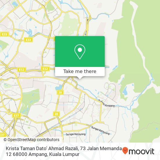 Peta Krista Taman Dato' Ahmad Razali, 73 Jalan Memanda 12 68000 Ampang