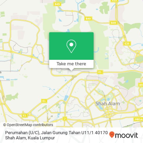 Peta Perumahan (U / C), Jalan Gunung Tahan U11 / 1 40170 Shah Alam