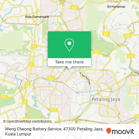 Peta Weng Cheong Battery Service, 47300 Petaling Jaya