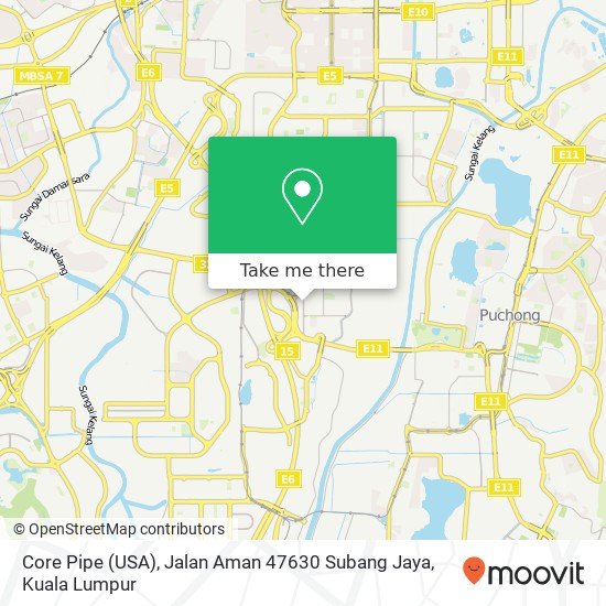 Peta Core Pipe (USA), Jalan Aman 47630 Subang Jaya