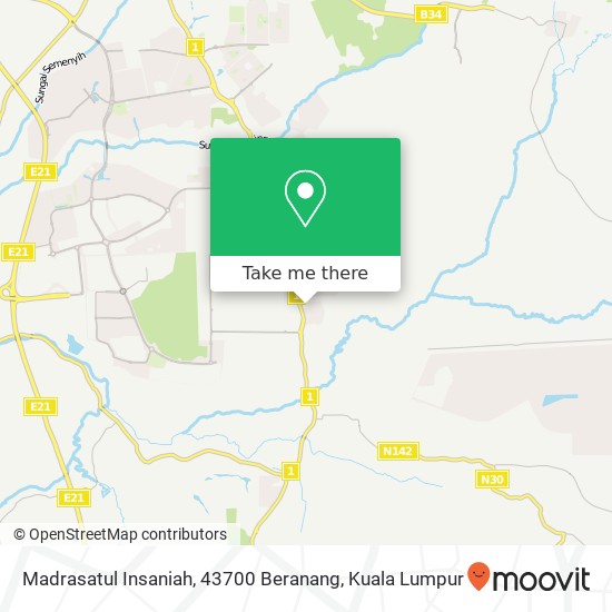 Peta Madrasatul Insaniah, 43700 Beranang