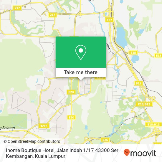 Peta Ihome Boutique Hotel, Jalan Indah 1 / 17 43300 Seri Kembangan