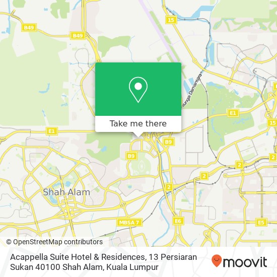 Peta Acappella Suite Hotel & Residences, 13 Persiaran Sukan 40100 Shah Alam