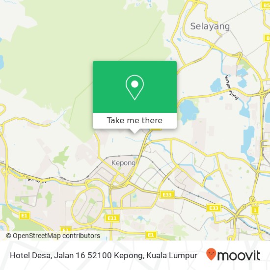 Peta Hotel Desa, Jalan 16 52100 Kepong