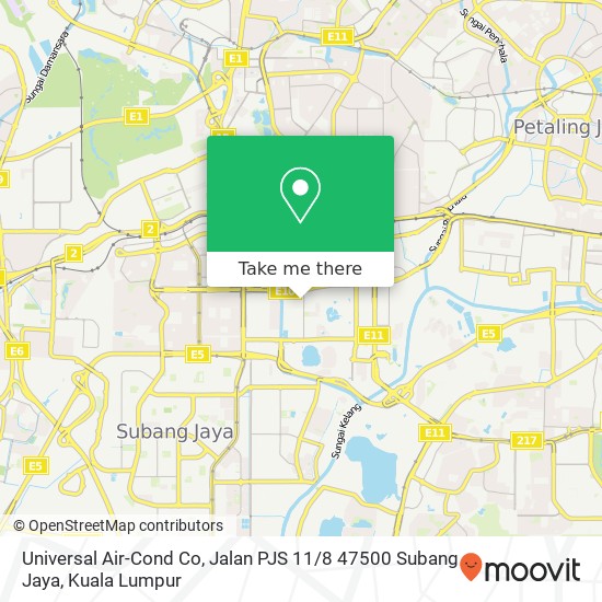 Peta Universal Air-Cond Co, Jalan PJS 11 / 8 47500 Subang Jaya