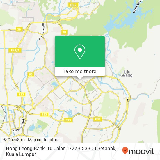 Peta Hong Leong Bank, 10 Jalan 1 / 27B 53300 Setapak