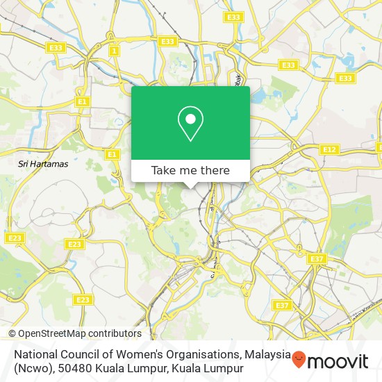 Peta National Council of Women's Organisations, Malaysia (Ncwo), 50480 Kuala Lumpur