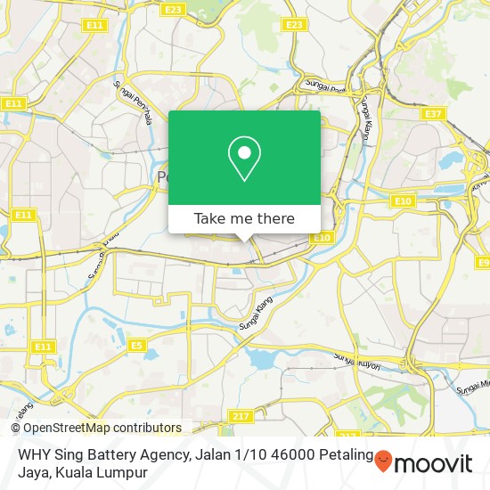 Peta WHY Sing Battery Agency, Jalan 1 / 10 46000 Petaling Jaya