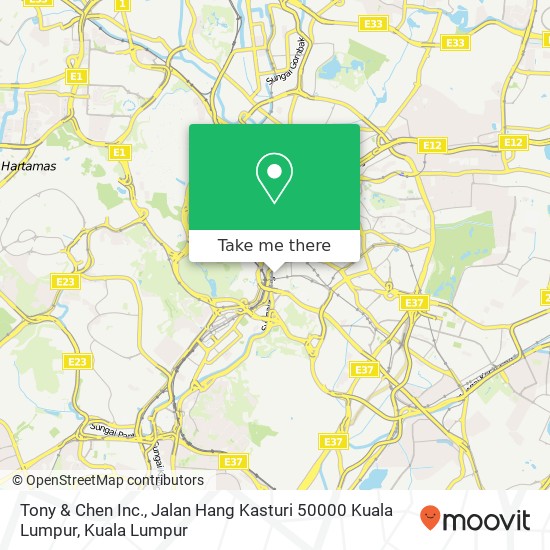 Tony & Chen Inc., Jalan Hang Kasturi 50000 Kuala Lumpur map