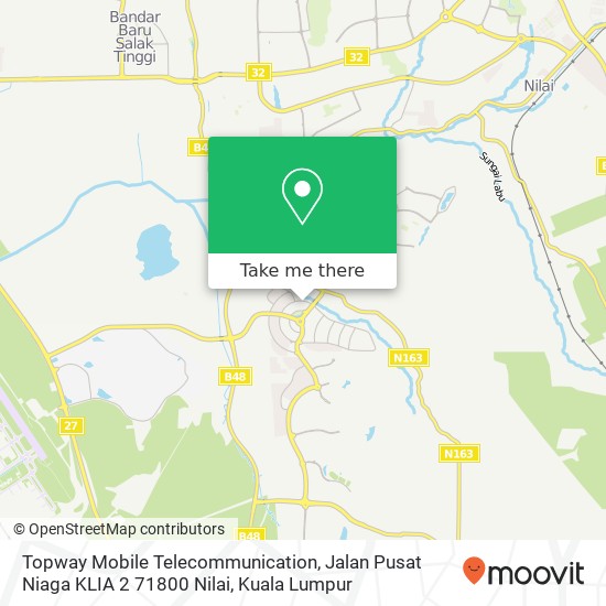 Peta Topway Mobile Telecommunication, Jalan Pusat Niaga KLIA 2 71800 Nilai