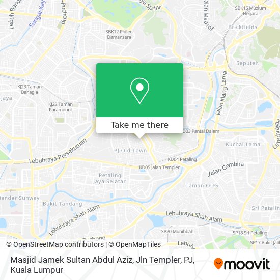 Masjid Jamek Sultan Abdul Aziz, Jln Templer, PJ map