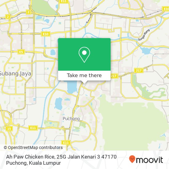 Peta Ah Paw Chicken Rice, 25G Jalan Kenari 3 47170 Puchong