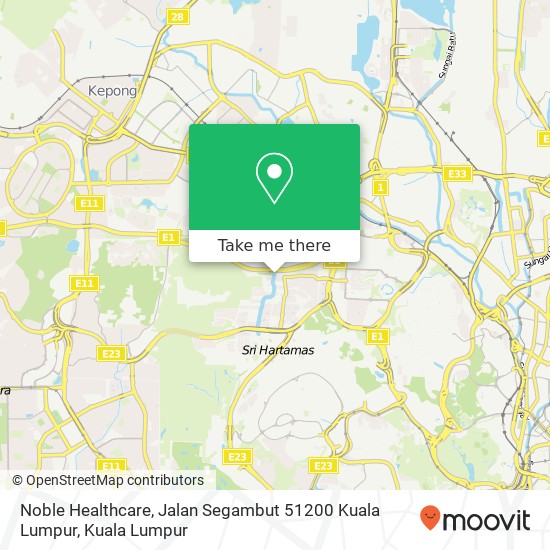 Peta Noble Healthcare, Jalan Segambut 51200 Kuala Lumpur