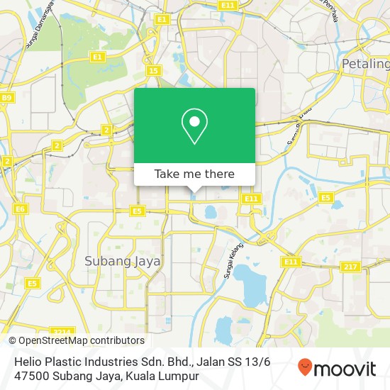 Peta Helio Plastic Industries Sdn. Bhd., Jalan SS 13 / 6 47500 Subang Jaya