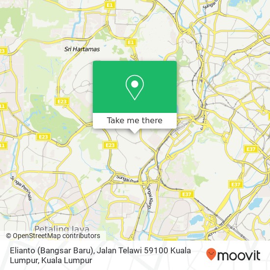 Peta Elianto (Bangsar Baru), Jalan Telawi 59100 Kuala Lumpur