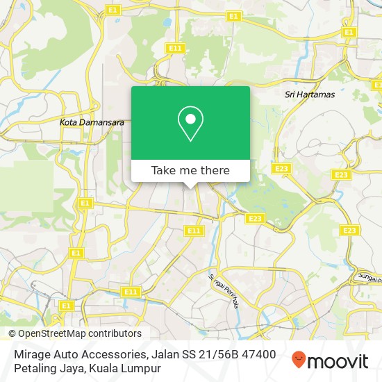 Peta Mirage Auto Accessories, Jalan SS 21 / 56B 47400 Petaling Jaya