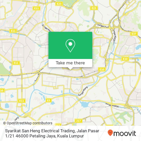 Syarikat San Heng Electrical Trading, Jalan Pasar 1 / 21 46000 Petaling Jaya map
