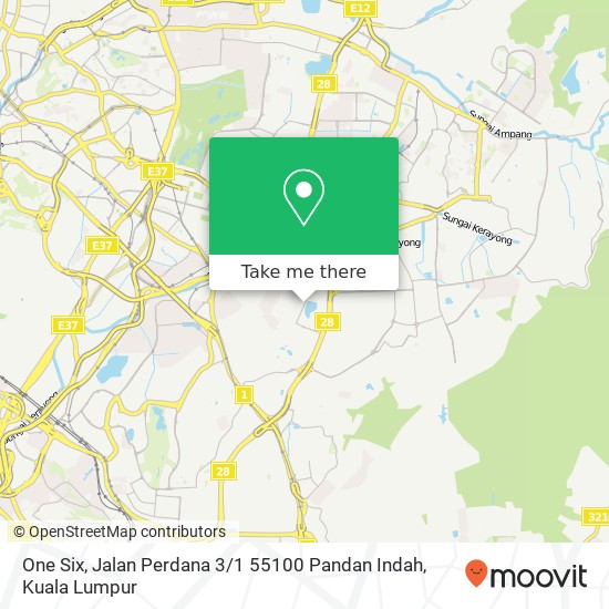 Peta One Six, Jalan Perdana 3 / 1 55100 Pandan Indah