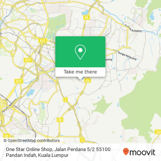 Peta One Star Online Shop, Jalan Perdana 5 / 2 55100 Pandan Indah