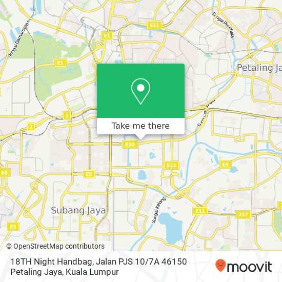Peta 18TH Night Handbag, Jalan PJS 10 / 7A 46150 Petaling Jaya