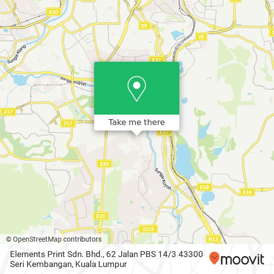 Elements Print Sdn. Bhd., 62 Jalan PBS 14 / 3 43300 Seri Kembangan map