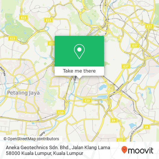 Peta Aneka Geotechnics Sdn. Bhd., Jalan Klang Lama 58000 Kuala Lumpur