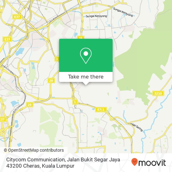 Peta Citycom Communication, Jalan Bukit Segar Jaya 43200 Cheras