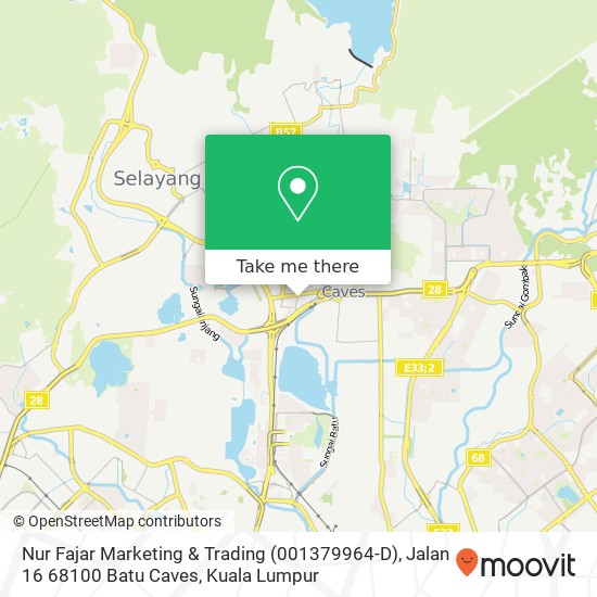Peta Nur Fajar Marketing & Trading (001379964-D), Jalan 16 68100 Batu Caves