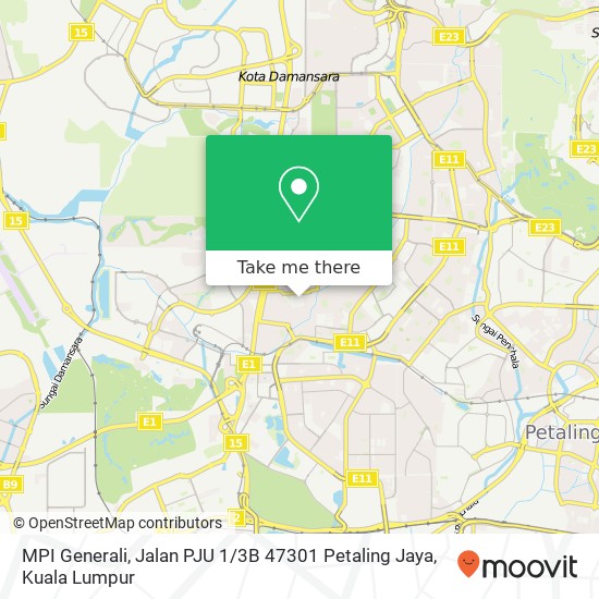 Peta MPI Generali, Jalan PJU 1 / 3B 47301 Petaling Jaya