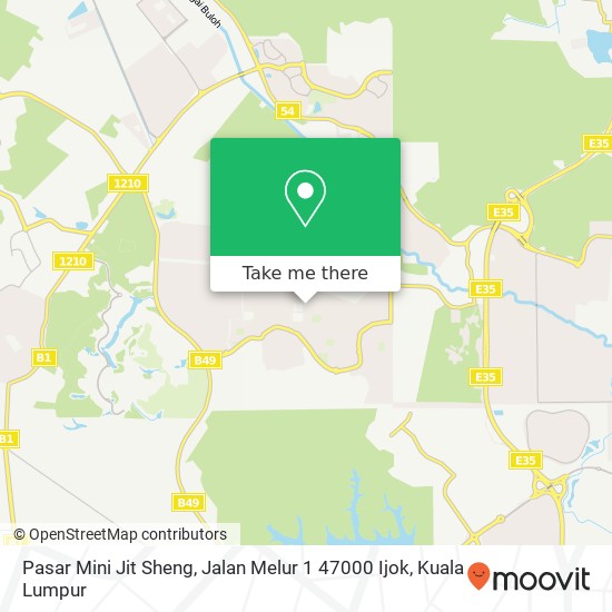 Peta Pasar Mini Jit Sheng, Jalan Melur 1 47000 Ijok