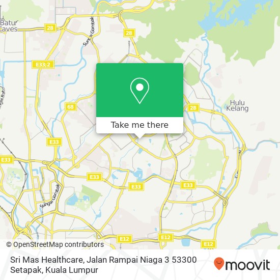 Peta Sri Mas Healthcare, Jalan Rampai Niaga 3 53300 Setapak