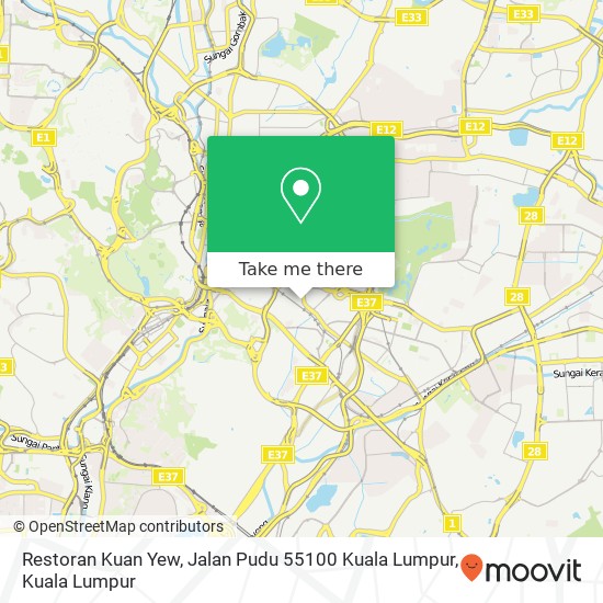 Peta Restoran Kuan Yew, Jalan Pudu 55100 Kuala Lumpur